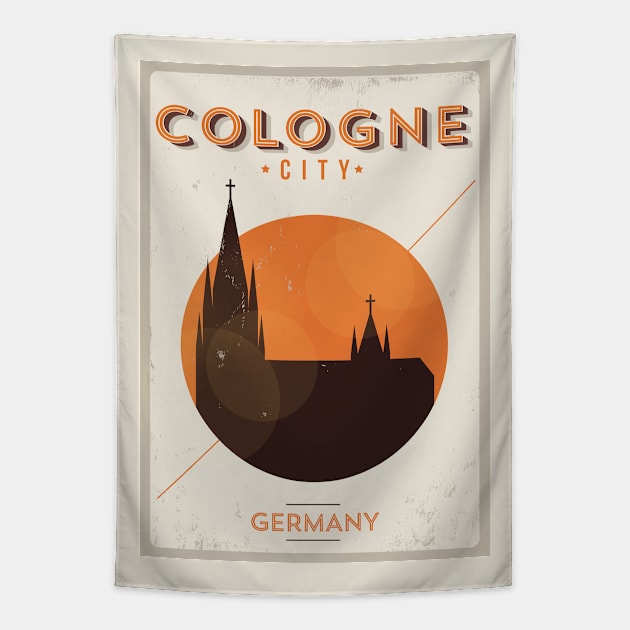 Cologne Poster Design Tapestry by kursatunsal