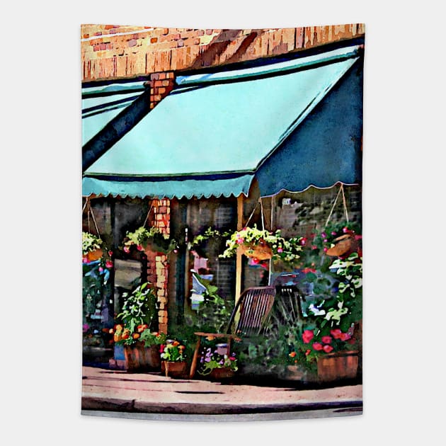 Mountianside NJ - Flower Shop With Green Awning Tapestry by SusanSavad