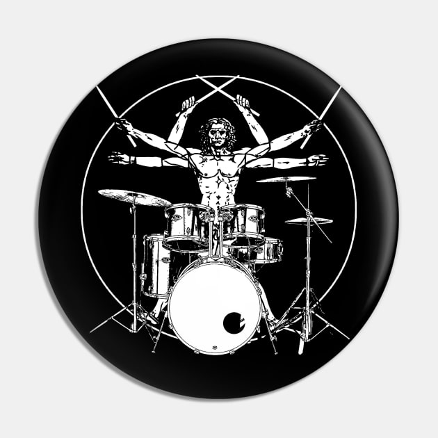 Drumming Gift Print Drum Da Vinci Vitruvian Man Drummer Pin by Linco