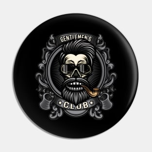 Gentlemens Smoking Club Tobacco Pipe Smoker Skull Pin