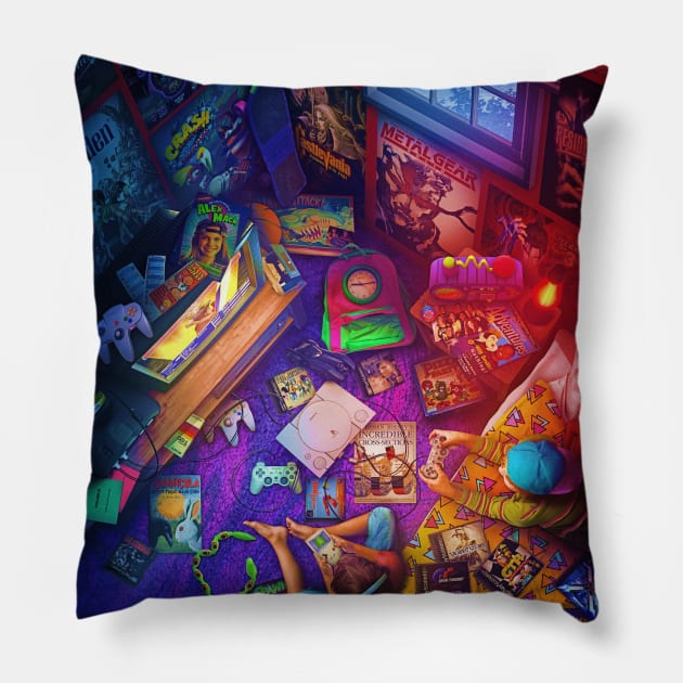 Playstation 1 - Final Fantasy 7 Pillow by Rachid Lotf