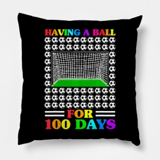 100 Days of School Teacher 100th Day Soccer For Boys Pillow