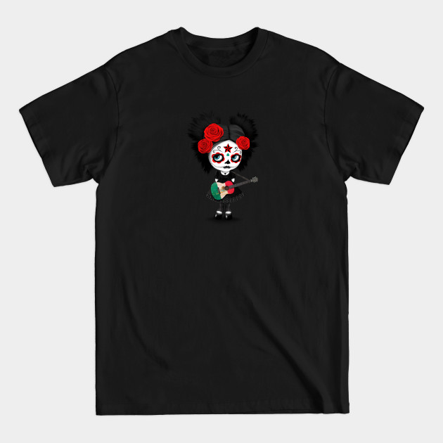 Discover Sugar Skull Girl Playing Mexican Flag Guitar - Cute Zombie Girl - T-Shirt