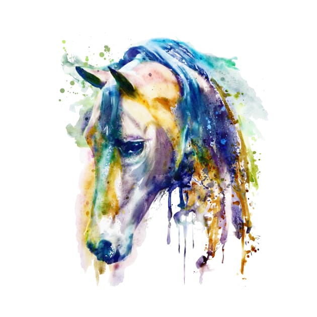 Horse Head watercolor by Marian Voicu
