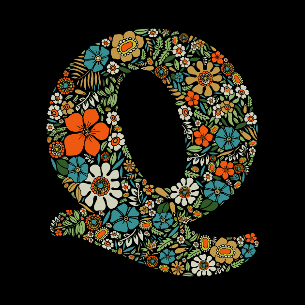 Hippie Floral Letter Q by zeljkica