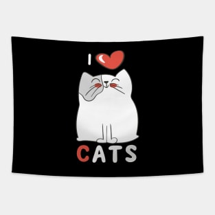 I Love Cats Big Red Heart Kitty Lover Tapestry