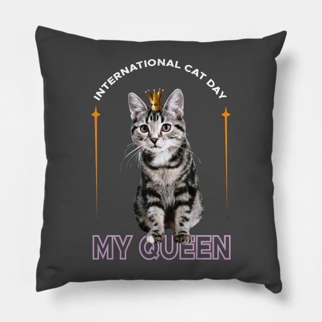 International Cat Day Pillow by Populus