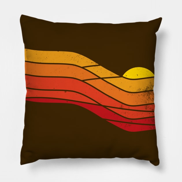 70s Retro Sunset Pillow by Vanphirst