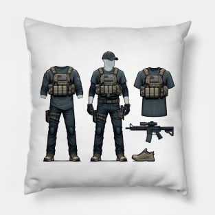 Tactical Gear Fusion Tee: Where Fashion Meets Urban Warfare Pillow