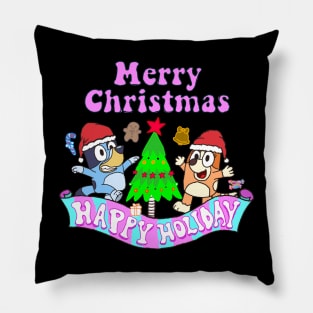 Merry Christmas and Happy Holiday // Bluey Pillow