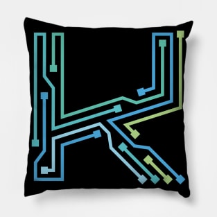 Alphabet K Circuit Typography Design Pillow