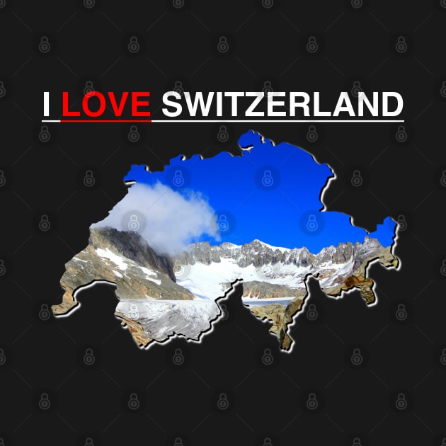 I Love Switzerland Map Rhone Glacier by PathblazerStudios