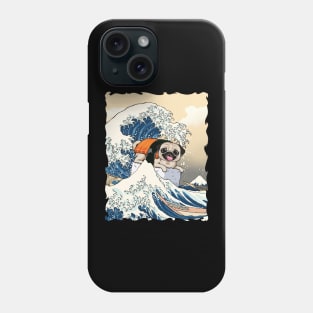 Sushi Pug Riding the Great Wave: A Surfing Adventure Phone Case