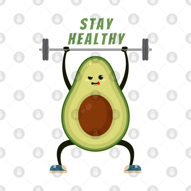 Kawaii avocado training in the gym by Rdxart