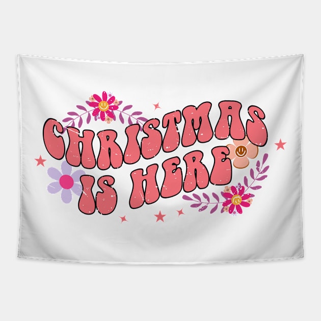 Christmas is here - retro vintage groovy design Tapestry by RedCrunch