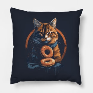 Cat loving donuts Pillow