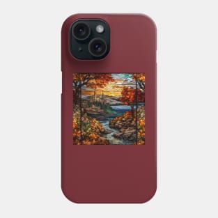 Stained Glass Window Of Autumn Scenery Phone Case