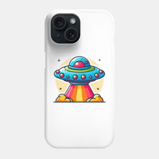 Colorful flying saucer take off the earth Phone Case