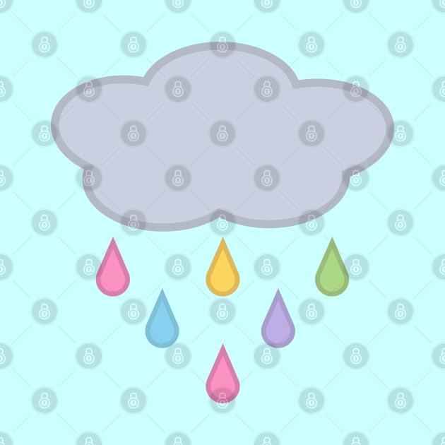 Raining Rainbow Raindrop Rain Cloud in Blue by Kelly Gigi