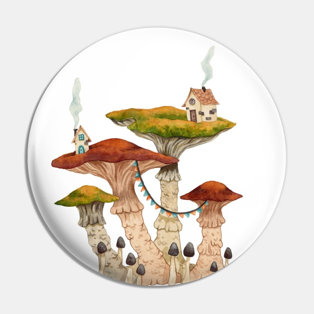 Mushroom Village Pin by Pearl and Plam