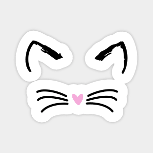 Cat face, Wiskers, Pink nose, Cute Cat Magnet