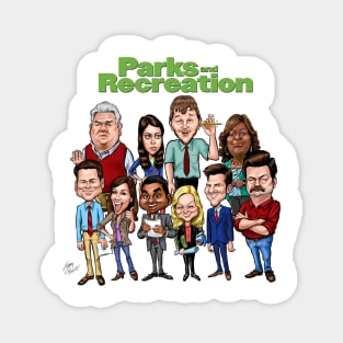 Cast of Parks and Recreation Caricature Magnet