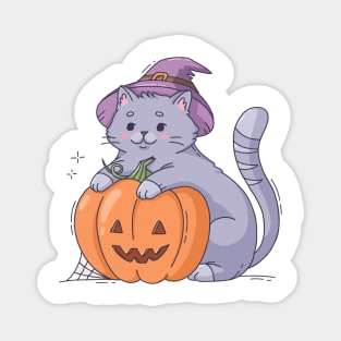 Funny Halloween - Cat - New Year - Pumpkin - Kitty Magnet