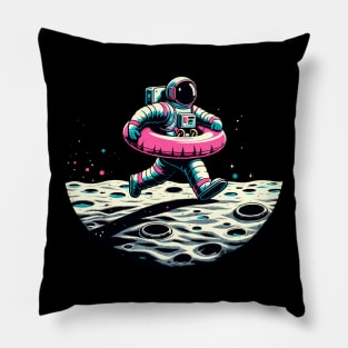 Pool Party Astronaut Pink Float Funny Space Pillow