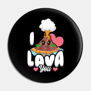 Funny I Lava You Volcano Valentine's Day Pun Pin