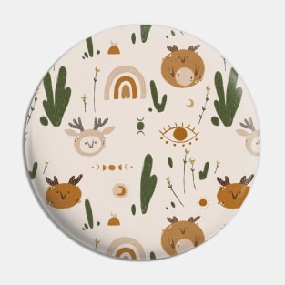 Mystical Cute Animals and Cactus Pin