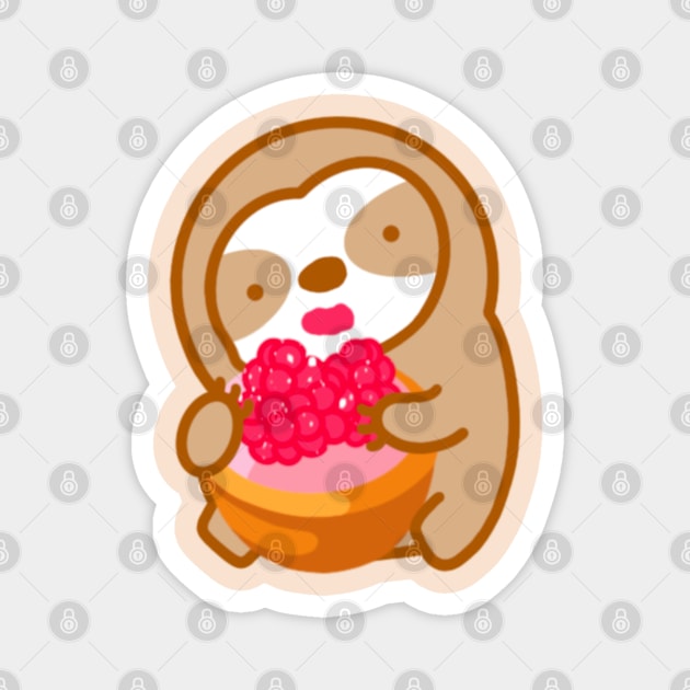 Cute Mini Raspberry Tart Sloth Magnet by theslothinme