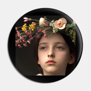 Flower Portrait: Close-up of a Beautiful Woman in Nature Pin