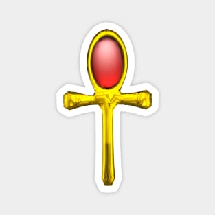 RED TALISMAN Gold Ankh Egyptian Eternal Life Symbol Magnet