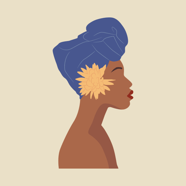 Black woman head wrap by JunkyDotCom