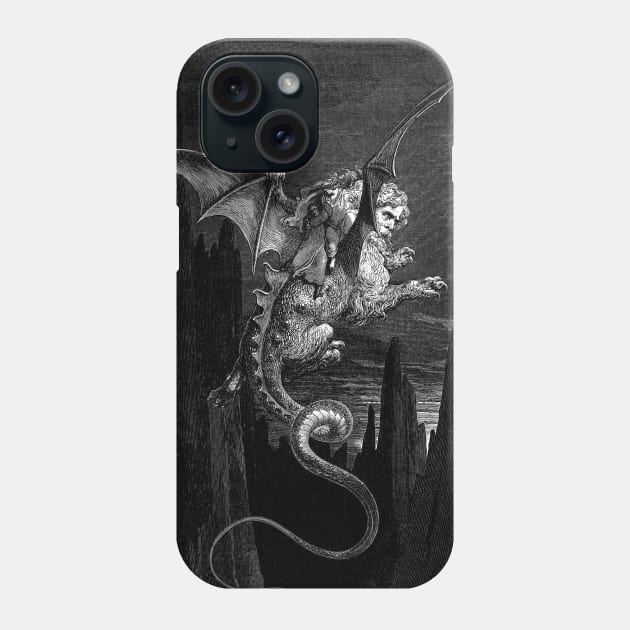 High Resolution Gustave Doré Illustration Riding on Geryon Phone Case by tiokvadrat