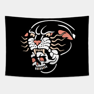 Black panther and skull Tapestry