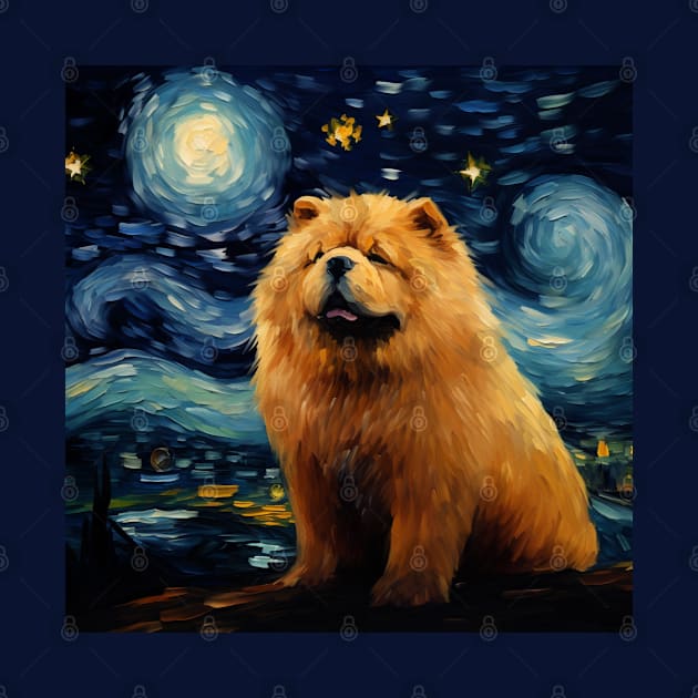 Chow Chow Painted in Starry Night style by NatashaCuteShop