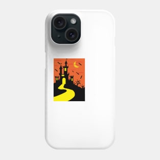 Halloween With Moon Orange Palace And Bat Silhouette Phone Case