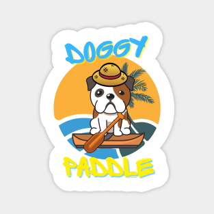 English bulldog doing the doggy paddle on a boat Magnet