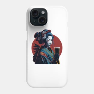 Japanese Geisha With A Beer Mug Phone Case