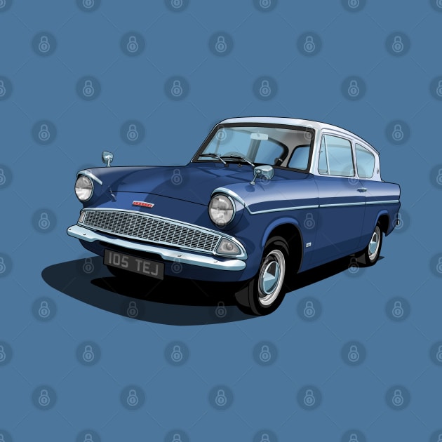 Ford Anglia in Ambassador Blue by candcretro