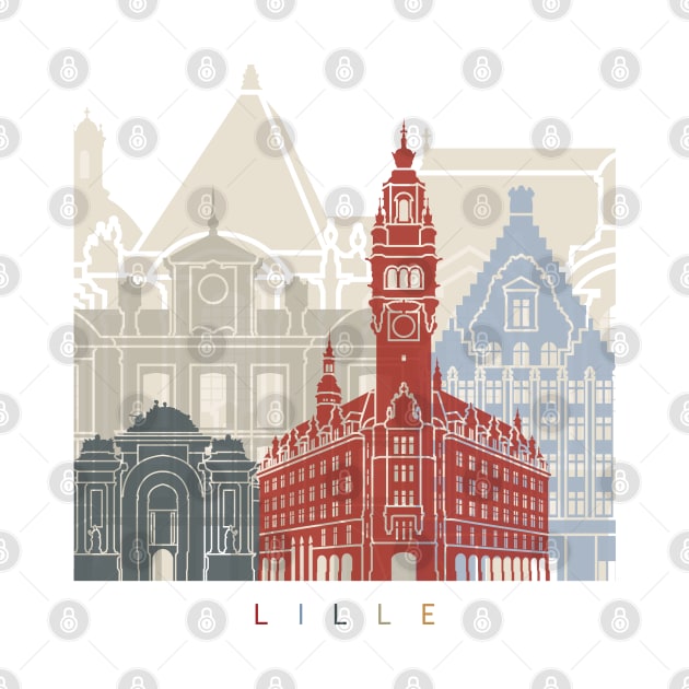 Lille skyline poster by PaulrommerArt