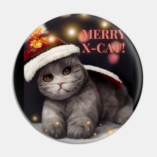 Christmas cat - charming shorthair on the Xmas cosy evening Pin