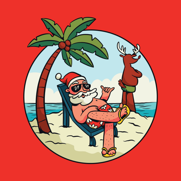Cute Cartoon Santa on the Beach by SLAG_Creative