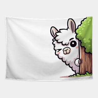 Kawaii Sneaky Llama Tapestry