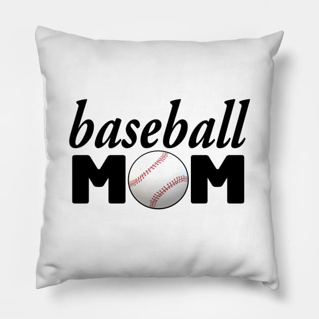 Baseball Mom. Proud Mother Statement. (White Background) Pillow by Art By LM Designs 