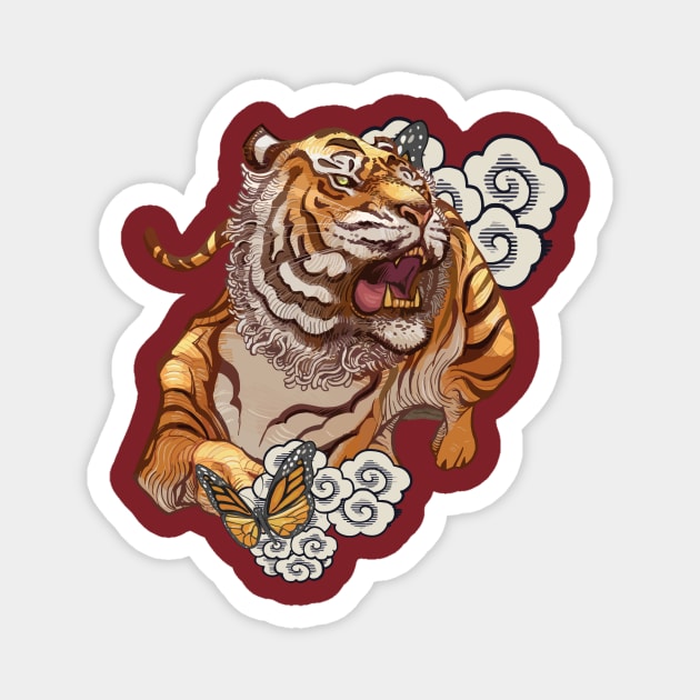 Tiger in the clouds Magnet by katanya78