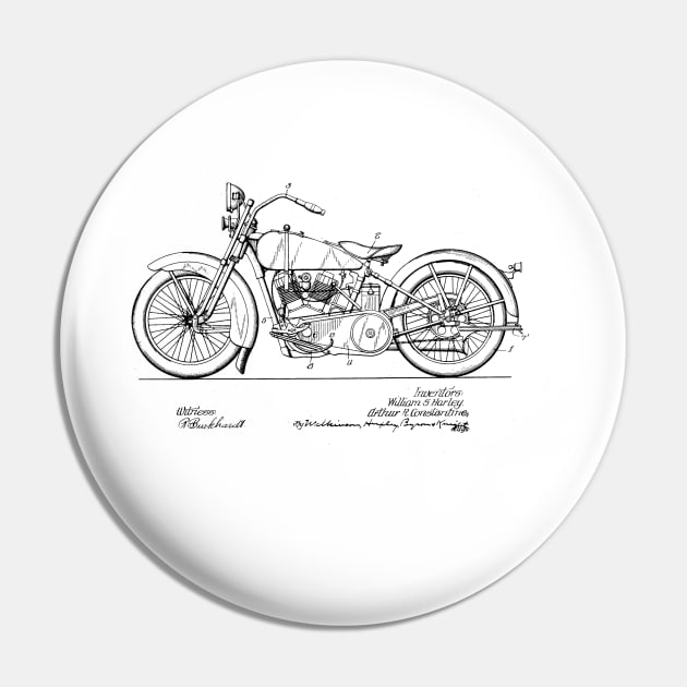 Motorcycle Vintage Patent Hand Drawing Pin by TheYoungDesigns