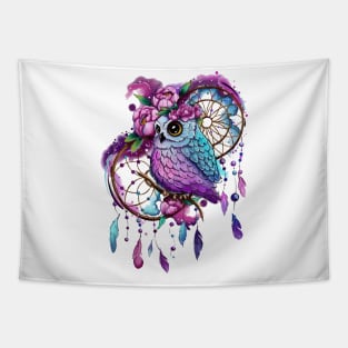 Watercolor Owl and Dreamcather Tapestry