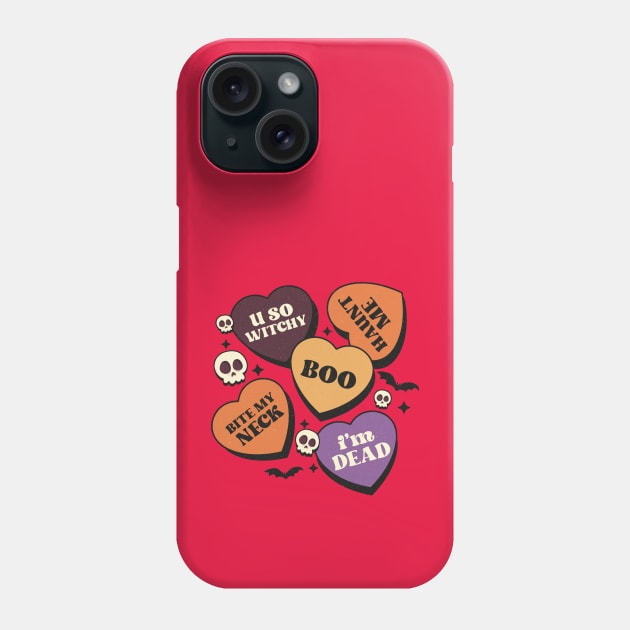 Boo Halloween Witchy Haunted Hearts Phone Case by Teewyld